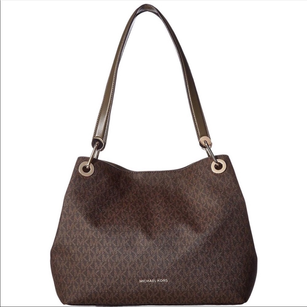Michael Kors MK Large leather shoulder bag New Retail brown/olive green